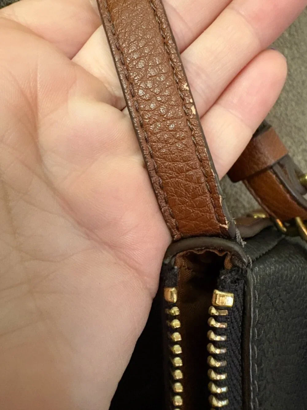 Fossil Black & Brown Leather Crossbody Purse